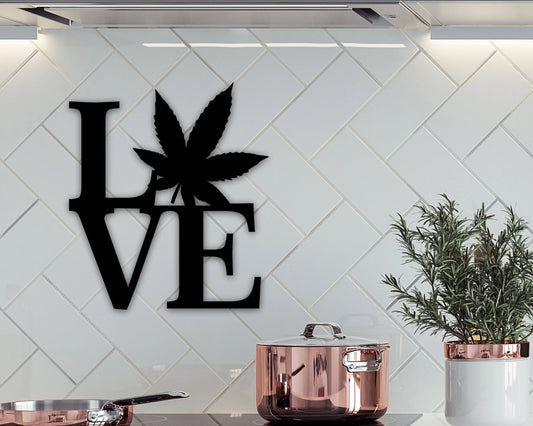 Square Love With Peace Sign Metal Steel Wall Arrt Custom Wacky Hippie Art Weed Love Peace Decor Ideas Multiple Color And Size Options - 8 inches - metal sign