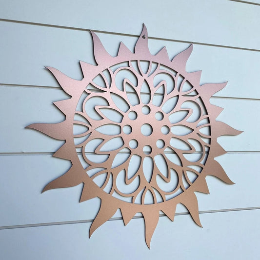 Floral Sunburst Cut Metal Sign Metal House Sign - 8 inches - metal sign
