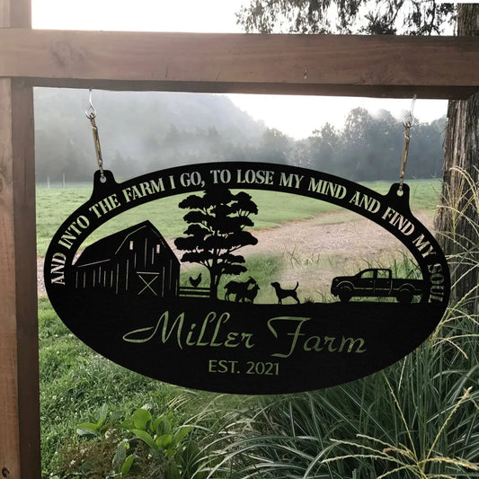 Personalized Metal Farm Sign Barn Goat Dog Rooster Monogram, Outdoor Farmhouse, Metal Laser Cut Metal Signs Custom Gift Ideas - 8 inches - metal sign