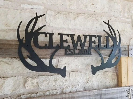 Hunting Deer horn Personalized Cut Metal Sign Laser Cut Metal Signs Custom Gift Ideas - 8 inches - metal sign