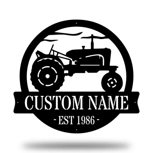 Vintage Tractor Monogram Customized Metal Signs Custom Metal Sign Custom Signs Metal Sign