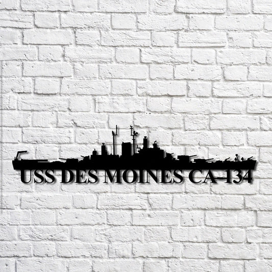 Uss Des Moines Ca134 Navy Ship Metal Art, Custom Us Navy Ship Cut Metal Sign, Gift For Navy Veteran, Navy - metal sign