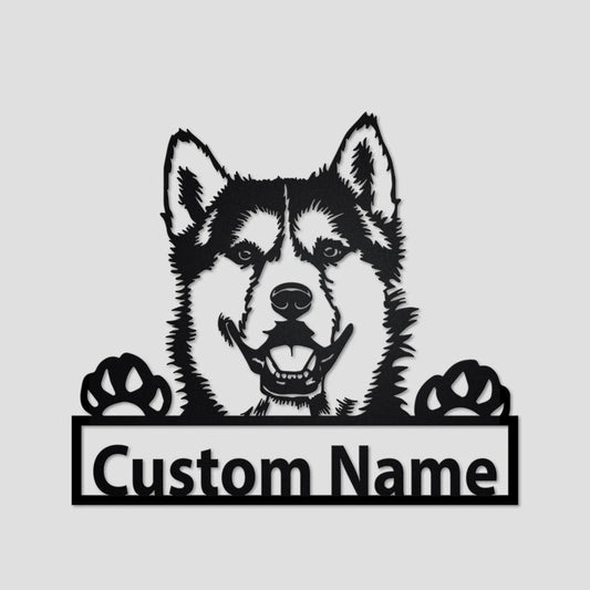 Personalized Custom Siberian Husky Metal Sign for Dog Lover Custom Name - 8 inches - metal sign