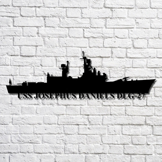 Uss Josephus Daniels Dlg27 Navy Ship Metal Art, Gift For Navy Veteran, Navy Ships Silhouette Metal Art - metal sign