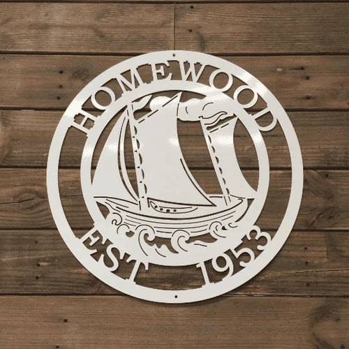 Personalized Sail Boat Metal Sign Cut Metal Sign Metal House Sign