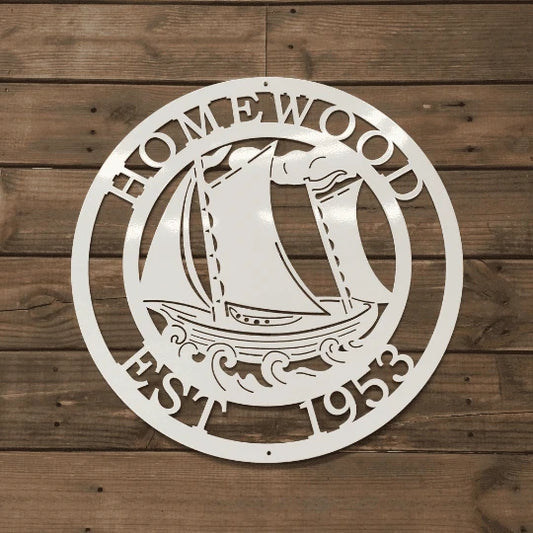 Personalized Sail Boat Metal Sign Cut Metal Sign Metal House Sign - 8 inches - metal sign
