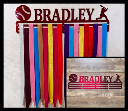Baseball Custom Name Medal Hanger Holder Display Rack 3rung Laser Cut Metal Signs Custom Gift Ideas