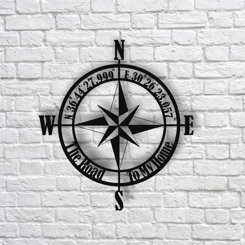 Nautical Compass Rose Compass Rose Personalized Coordinates Sign Custom Metal Wall Sign Wall Decor Housewarming Gift