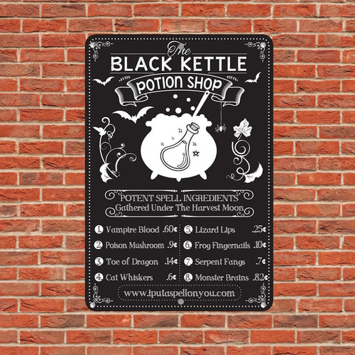 Black Kettle Potion Shop Witch Metal Sign Wall Metal Sign