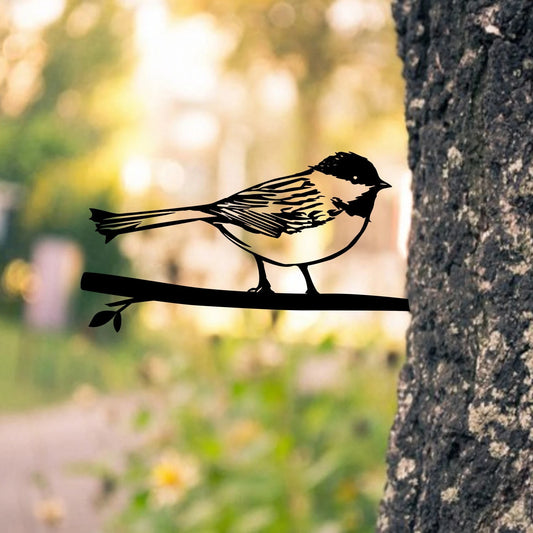 Sparrow Bird Cut Metal Tree Stake, Housewarming Art, Gift For Mom, Metal Laser Cut Metal Signs Custom Gift Ideas - 8 inches - metal sign