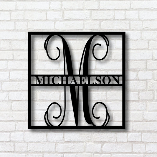 Metal Last Name Sign, Custom Metal Sign, Split Monogram Sign, Door Hanger, Metal Wall Art, Metal Wall - metal sign