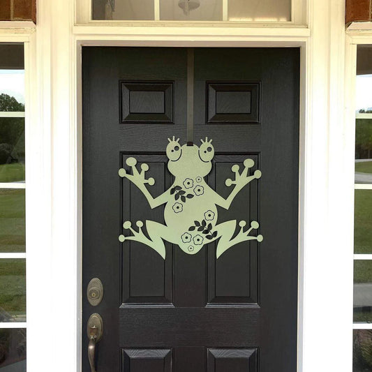 Floral Tree Frog Door Hanger Cut Metal Sign Metal House Sign - 8 inches - metal sign