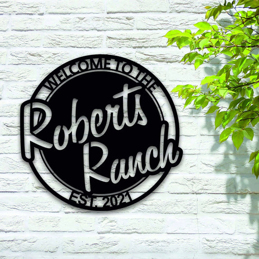 Personalized Welcome To The Ranch With Established Date Metal Sign, Metal Last Name Sign, Personalized - metal sign