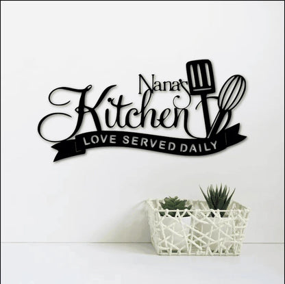 Kitchen love served daily personalized name Metal House Sign Laser Cut Metal Signs Custom Gift Ideas