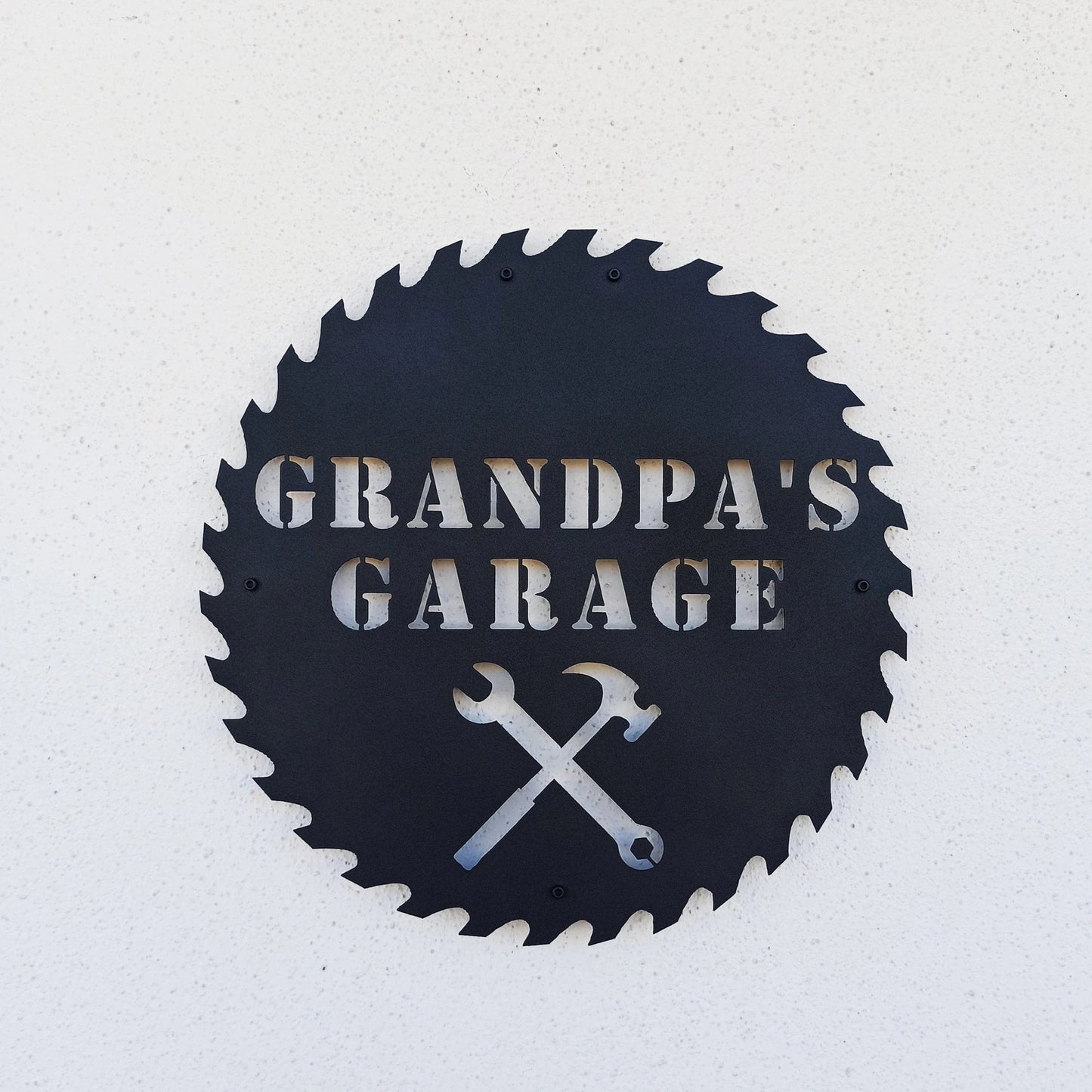 Personalized Sawblade Sign Saw Blade Papa's Garage Grandpa's Garage Metal Garage Sign Woodworkers Garage Laser Cut Metal Signs Custom Gift Ideas