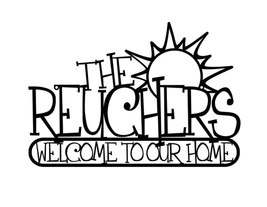 Custom Family Name Metal Sign With Sunshine Black Sunshine Outdoor Sign Custom Sign Family Name Sign - 8 inches - metal sign