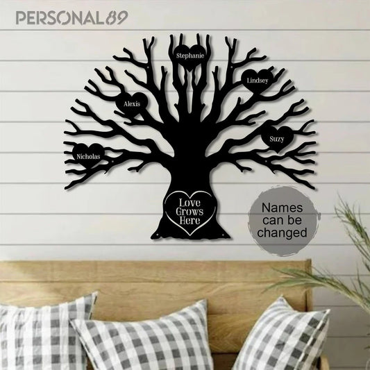 Love Family Tree Personalized Metal House Sign Laser Cut Metal Signs Custom Gift Ideas - 8 inches - metal sign