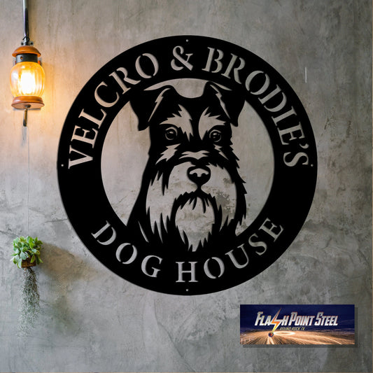 Schnauzer Dog Sign, Dog House, Family Dog, Entrance Sign, Wall Decor, Plasma Cut Steel Sign, Custom Sign - metal sign