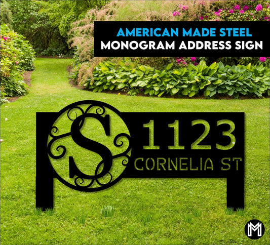 Monogram Address Sign, Metal, Modern Address Sign For Yard, Address Plaque, Yard Sign, Address Sign With - metal sign