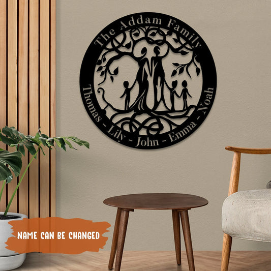Personalized Family Tree Of Life Metal Sign, Father's Day Gift Laser Cut Metal Signs Custom Gift Ideas