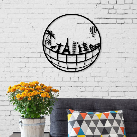 Global Modern Earth Wonders Of The World Wall Art Decor Cut Metal Sign Laser Cut Metal Signs Custom Gift Ideas - 8 inches - metal sign