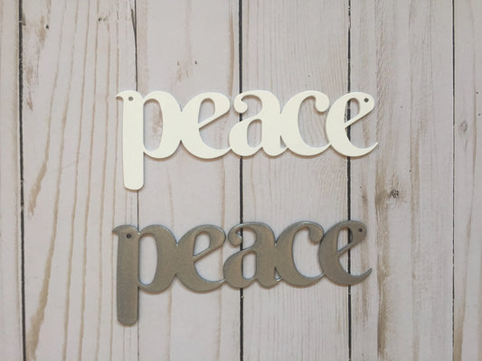 Peace Metal Sign Set Of 5 Metal Christmas Ornaments Metal Art Metal Words - 8 inches - metal sign