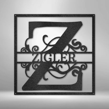 Personalized Split Square Monogram Steel Art Wall Dcor Metal Name Sign Laser Cut Metal Signs Custom Gift Ideas