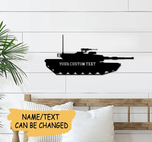 Custom Name Text Tank Cut Metal Sign Laser Cut Metal Signs Custom Gift Ideas - 8 inches - metal sign
