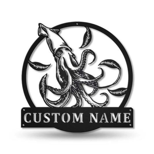Personalized Giant Squid Metal Sign Art, Custom Giant Squid Metal Sign, Giant Squid Gifts Funny, Hobbie - metal sign