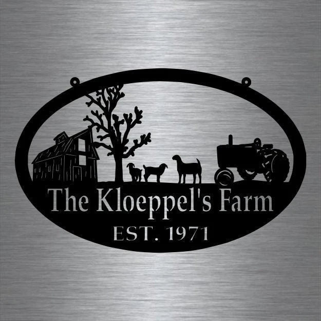 Metal Farm Sign , Goats And Tractor Personalized Family Name Metal Sign Housewarming Gift Wedding Gift Personalized Gift Laser Cut Metal Signs Custom Gift Ideas