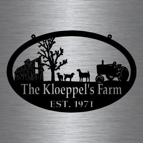 Metal Farm Sign , Goats And Tractor Personalized Family Name Metal Sign Housewarming Gift Wedding Gift Personalized Gift Laser Cut Metal Signs Custom Gift Ideas