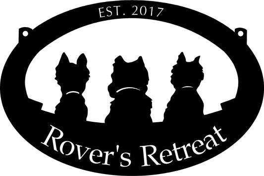 Metal Sign With Adorable Dog Silhouettes Metal House Sign - 8 inches - metal sign