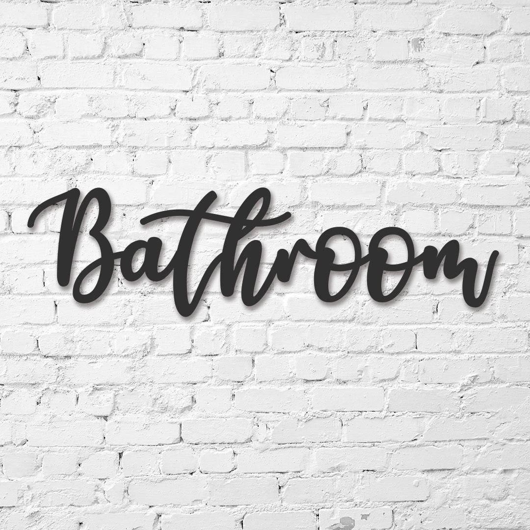 Bathroom Wall Decor, Bathroom Sign, Public Restroom Sign, Custom Metal Word Sign, Business Restroom Sign, Restaurant Decor, Laser Cut Metal Signs Custom Gift Ideas