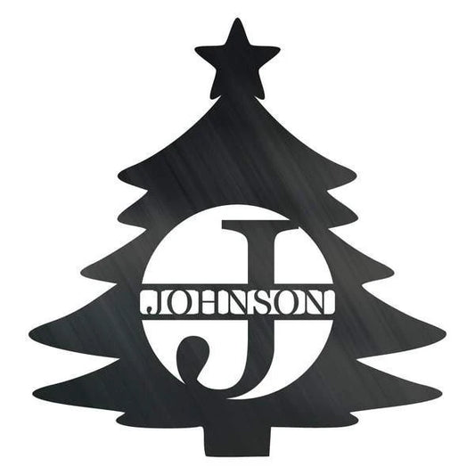 Initial Christmas Tree Monogram Customized Metal Signs, Custom Metal Sign, Custom Signs, Metal Sign - metal sign