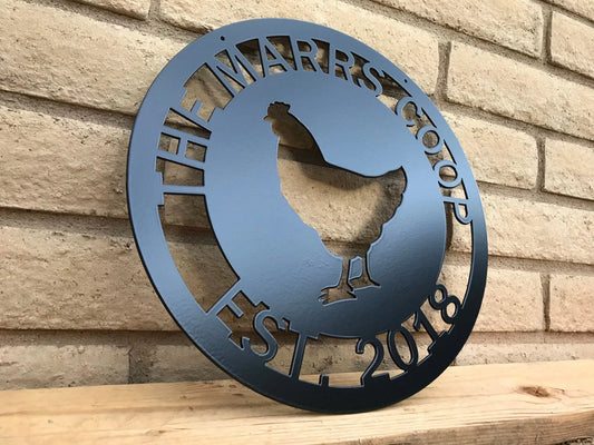Custom Chicken Coop Sign Metal Chicken Coop Sign Personalized Chicken Coop Sign - 8 inches - metal sign