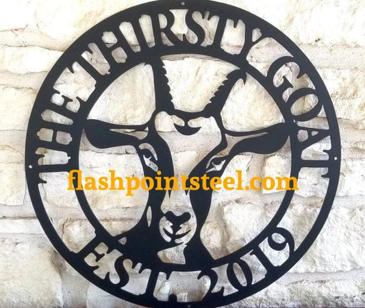 Farmers Market Goat Metal Sign, Custom Goat, Farmer Sign, Personalized, Plasma Cut Steel Sign, Animals - metal sign