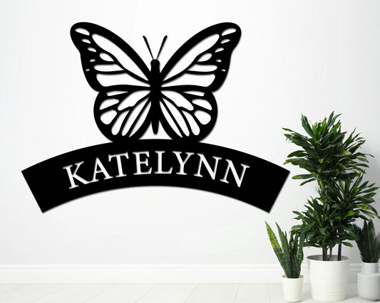 Last Name Metal Sign, Welcome Sign For Front Porch For Home, Family Name Sign, Personalized Butterfly - metal sign