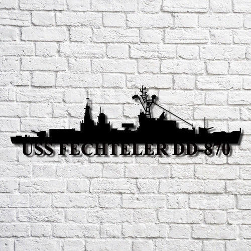Uss Fechteler Dd870 Navy Ship Metal Art, Custom Us Navy Ship Cut Metal Sign, Gift For Navy Veteran, Navy Ships Silhouette Metal Art, Navy Home Decor Laser Cut Metal Signs Custom Gift Ideas