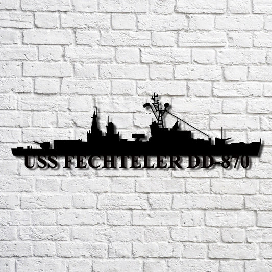 Uss Fechteler Dd870 Navy Ship Metal Art, Custom Us Navy Ship Cut Metal Sign, Gift For Navy Veteran, Navy - metal sign