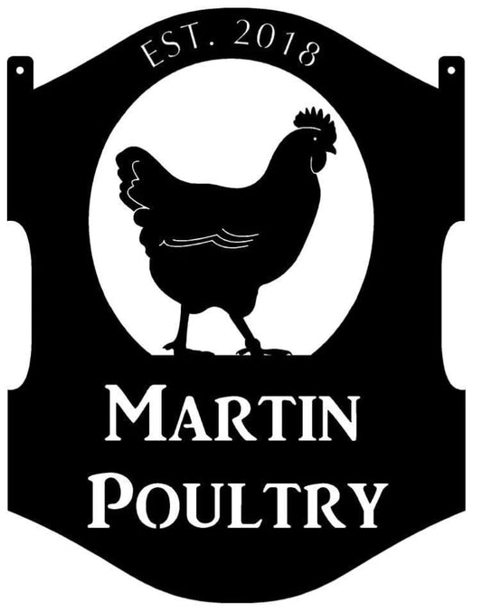 Metal Chicken Sign And Custom Name Metal House Sign - 8 inches - metal sign