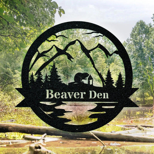 Great Outdoor Beaver Decor Beaver Sign Camp Sign Christmas Gift For Him Metal Name Sign Fathers Day