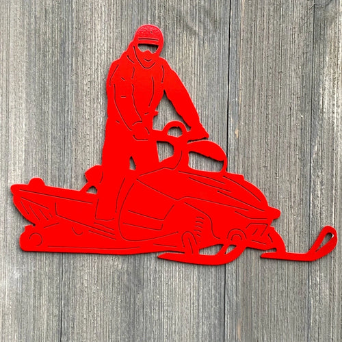 Polaris Snowmobile With Rider Metal Sign Cutout Cut Metal Sign Wall Metal Art