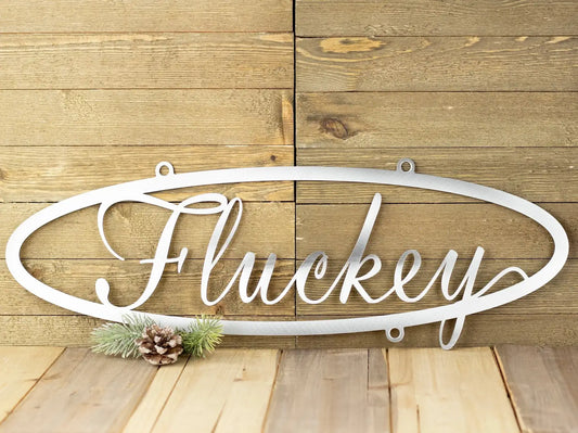Custom Family Name Oval Metal Sign, Silver Vein6.laser Cut, Steel, Custom Sign, Personalized, Wall Art - metal sign