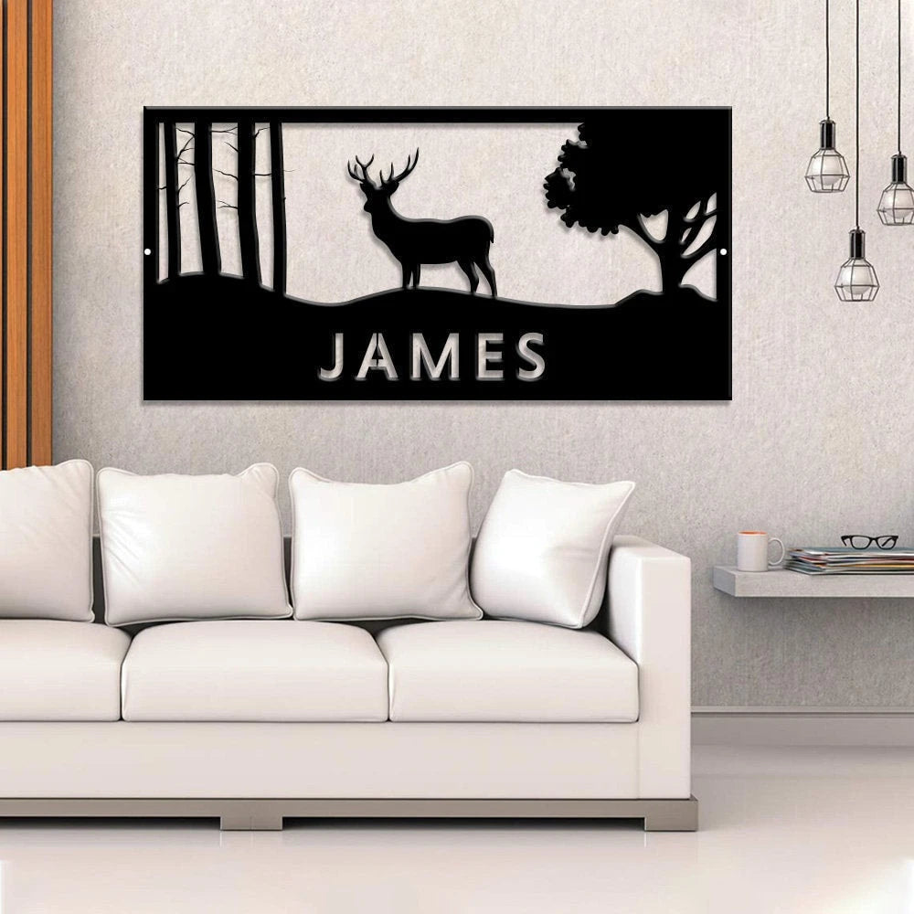 Personalized Deer Sign, Last Name Deer Sign, Front Porch Sign, Custom Deer Sign, Deer Decor, Deer Sign Laser Cut Metal Signs Custom Gift Ideas