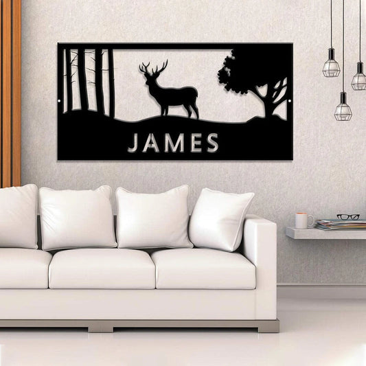Personalized Deer Sign, Last Name Deer Sign, Front Porch Sign, Custom Deer Sign, Deer Decor, Deer Sign - metal sign