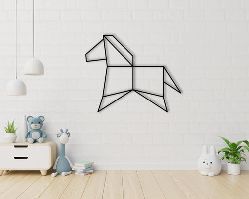 Geometric Horse Rocking Horse Metal Sign Toy Rocking Horse Sign Kids Room Decor Nursery Decor