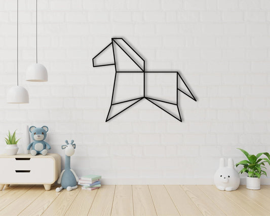 Geometric Horse Rocking Horse Metal Sign Toy Rocking Horse Sign Kids Room Decor Nursery Decor - 8 inches - metal sign