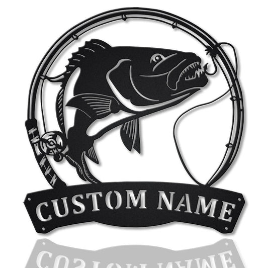 Personalized Snapper Fishing Fish Pole Metal Sign Art, Custom Snapper Fishing Metal Sign, Fishing Lover - metal sign