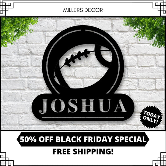 Personalized Metal Football Sign, Metal Football Wall Art, Football Sign, Birthday Present For Kid - metal sign