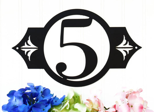 Custom Metal House Number 1 Digit Laser Cut Steel - 8 inches - metal sign